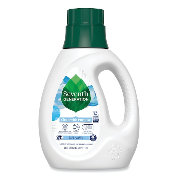 Laundry Detergent, 45 oz Bottle, Liquid, Fragrance Free, 6 PK